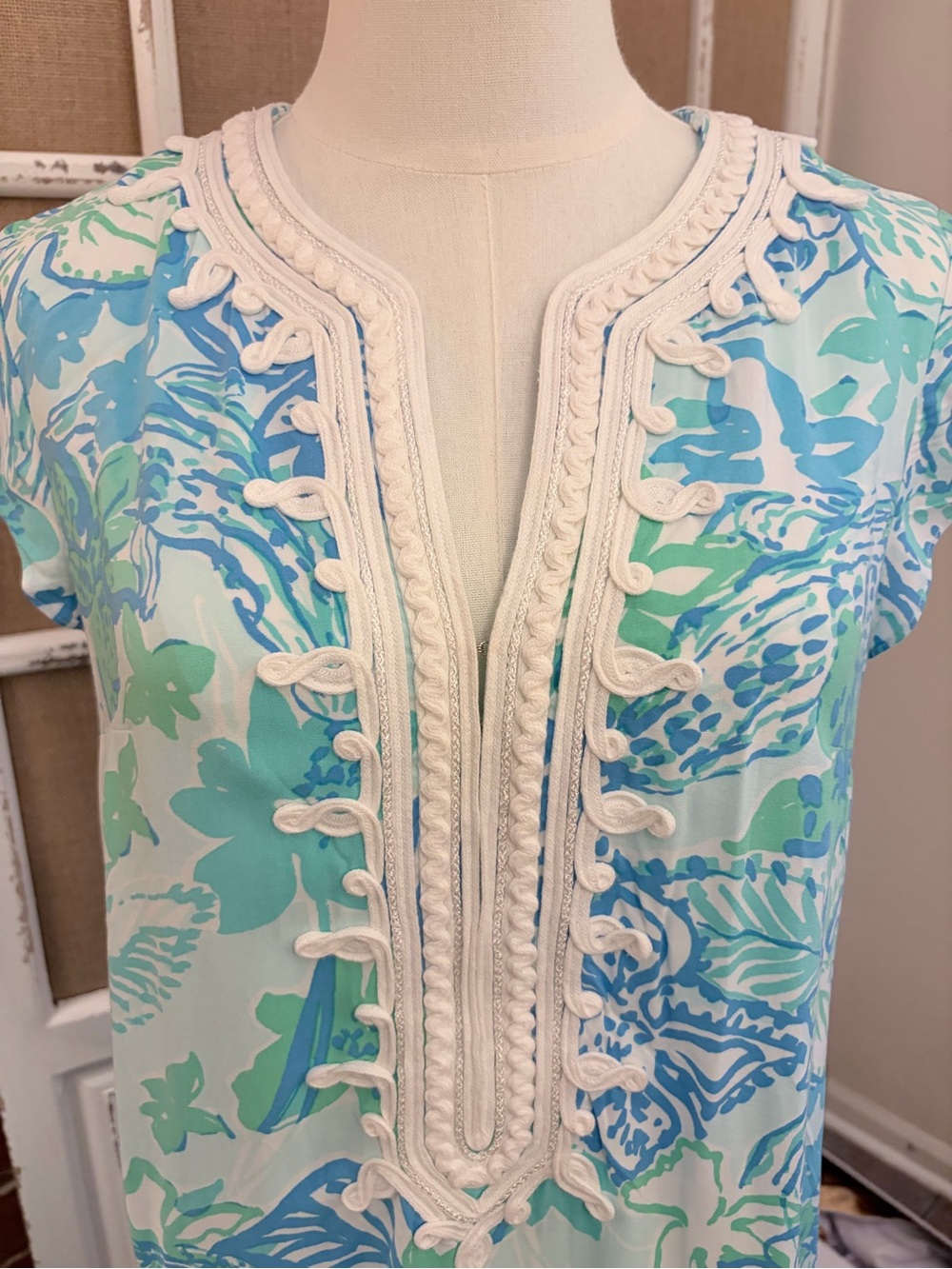 Lilly Pulitzer NWOT Madia Tunic Dress Whisper Blue Boom Croc A Locca Small
